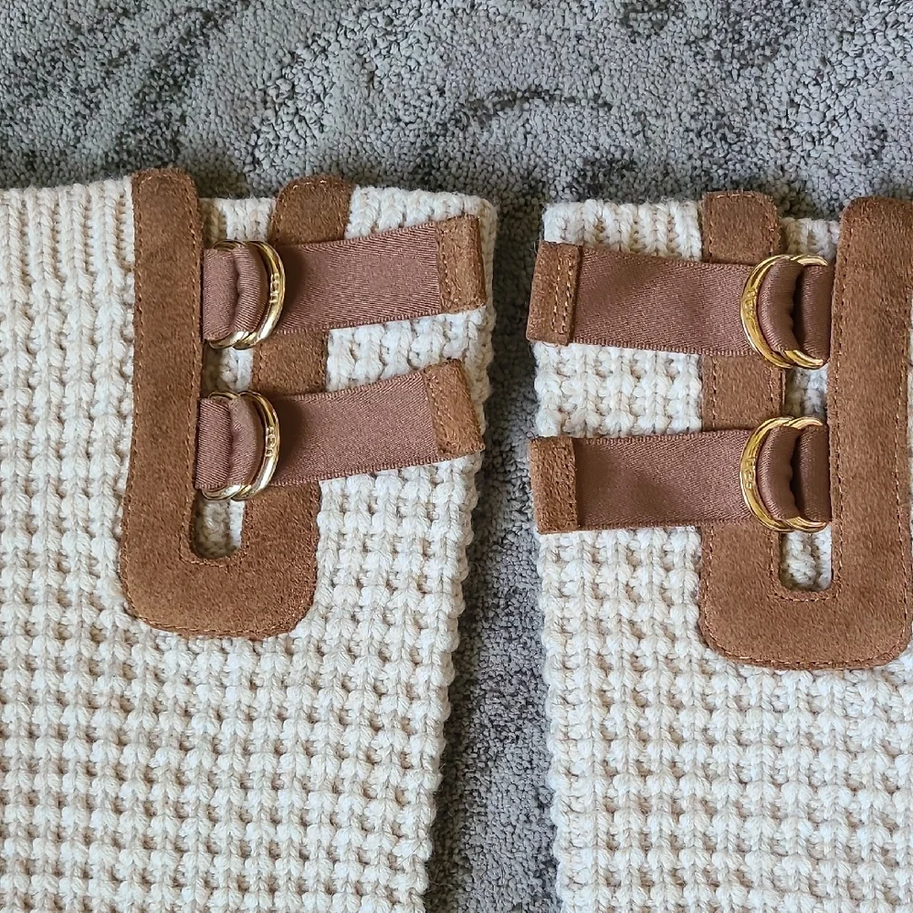 UGG Tan Knit Winter Boots with Suede Trim - Picture 6 of 14